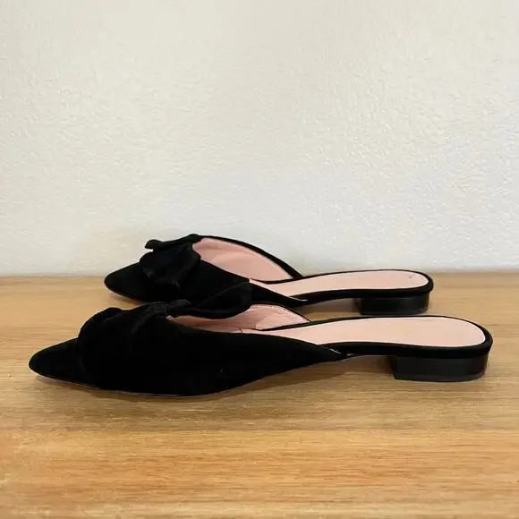 Kate Spade Faryn Black Suede Slip On Ruffle Mules Size 7.5 - Picture 8 of 15